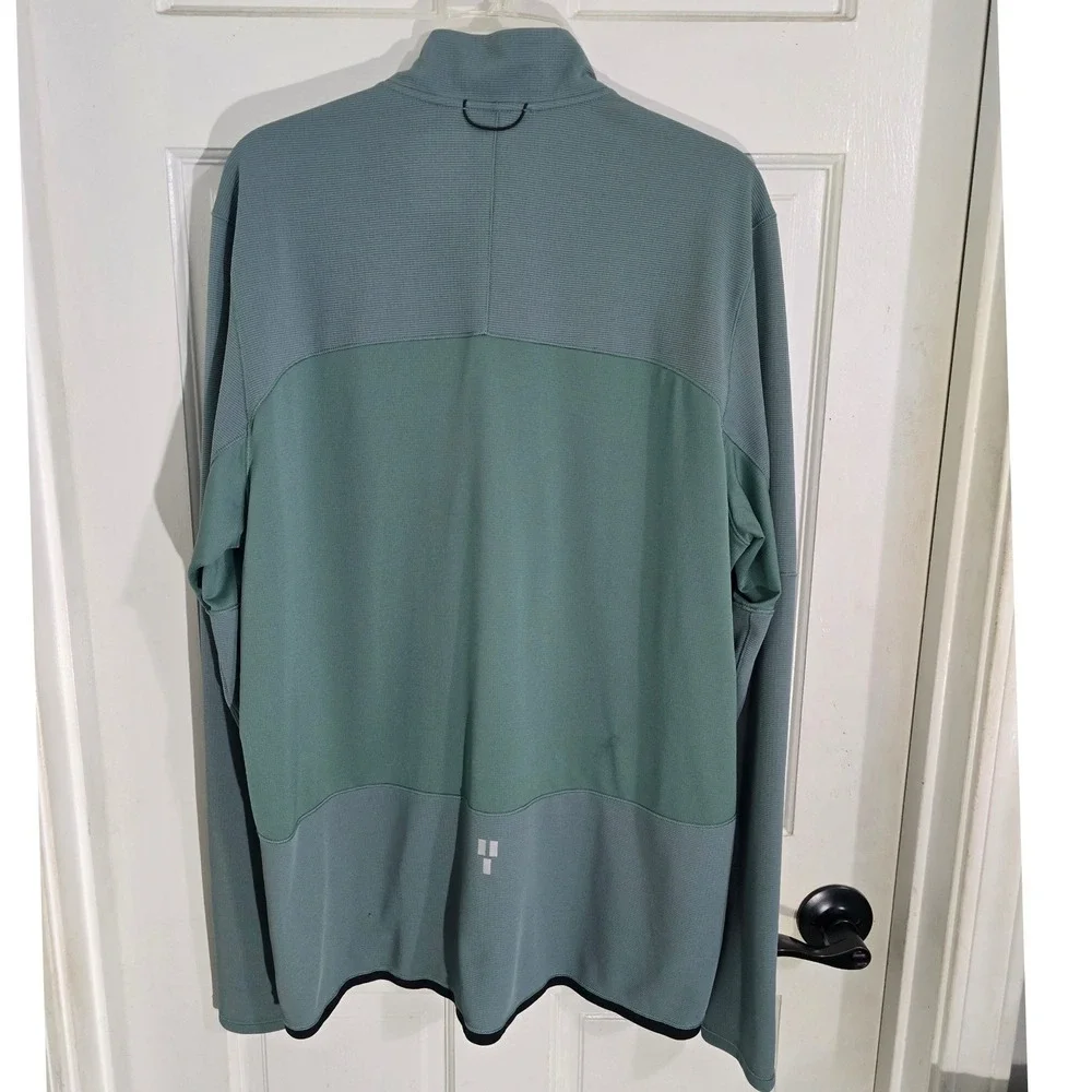 The North Face Mens‎ XL Blue Green Grid Fleece Quarter Zip Pullover Thumbholes